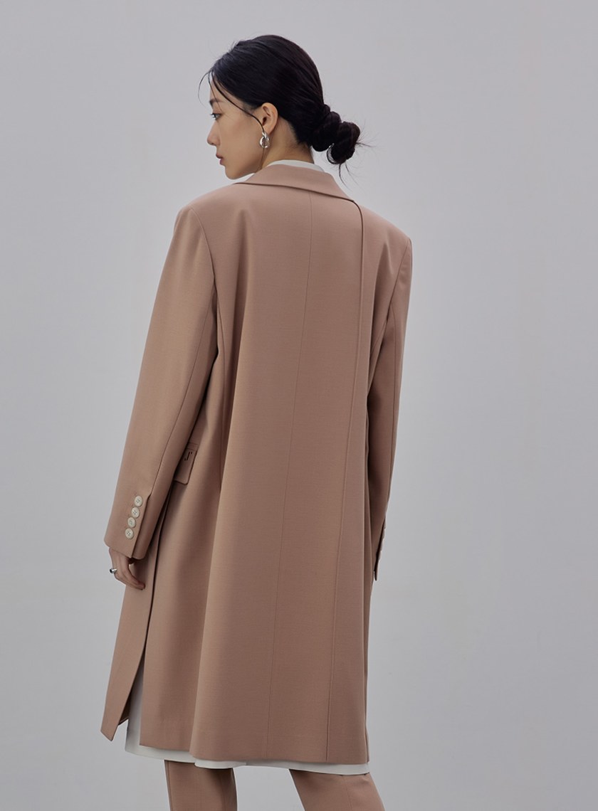 經典開衩細節長版西裝外套